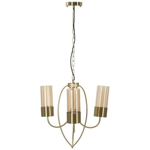Lampadario Versailles 3 Luci In Ferro Dorato E Vetro Ambrato Ø 60 Cm - Foto 1
