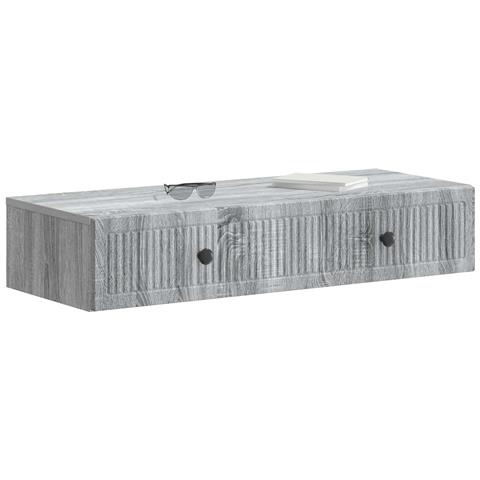 Tavolino da Parete Laterale Grigio Sonoma 87,5 x 34,5 x 17 cm - Foto 2