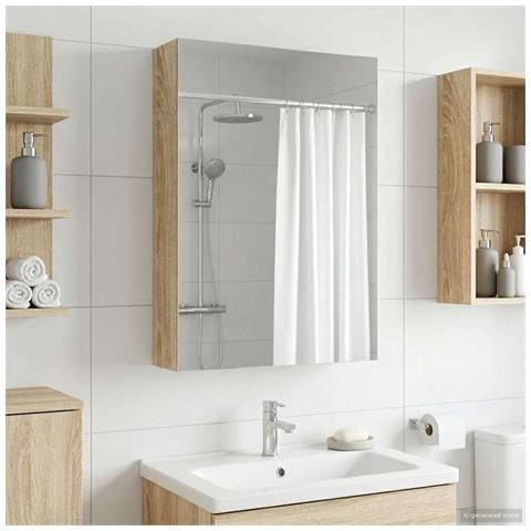 Mobiletto per specchio da bagno con lo scaffale Rovere Sonoma - Foto 2