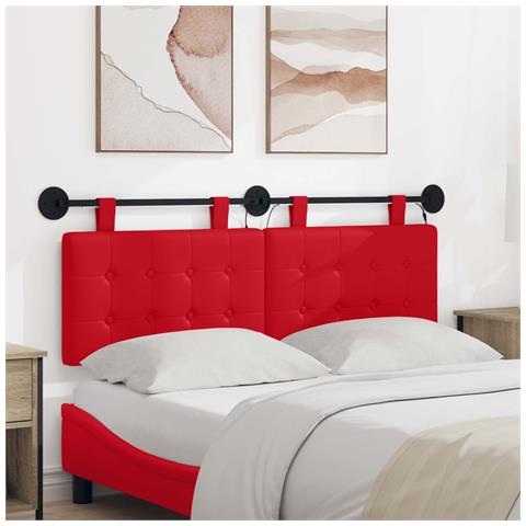 Testiera sospesa Con luce LED Rosso Similpelle - Foto 2