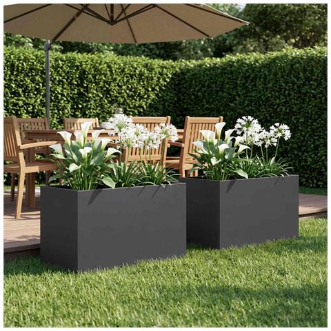 Vaso da giardino 2 pz Nero 50 x 40 x 40 cm - Foto 2