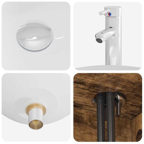 Set di mobili per il bagno 3 pz Rovere Fumo - Foto 2
