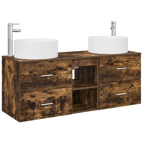 Set di mobili per il bagno 3 pz Rovere Fumo - Foto 1
