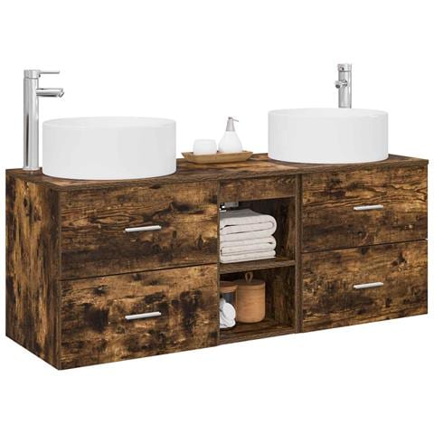 Set di mobili per il bagno 3 pz Rovere Fumo - Foto 10