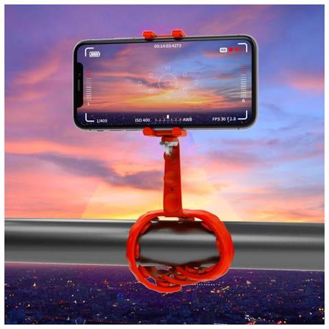 Squiddy Mini Treppiede Flessibile per Fotocamere e Smartphone - Colore Rosso - Foto 5