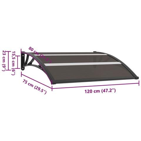 Pensilina per Porta Nera 120x75 cm in PC - Foto 7