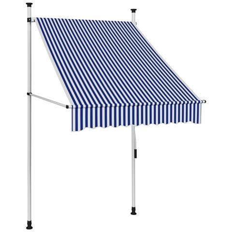 Tenda da Sole Retrattile Manuale 100 cm a Strisce Blu e Bianche - Foto 1