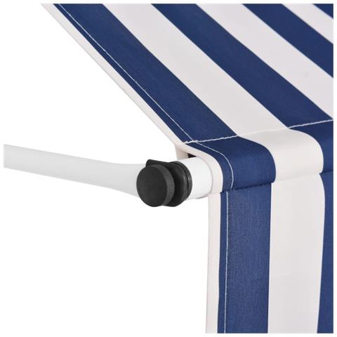 Tenda da Sole Retrattile Manuale 100 cm a Strisce Blu e Bianche - Foto 6