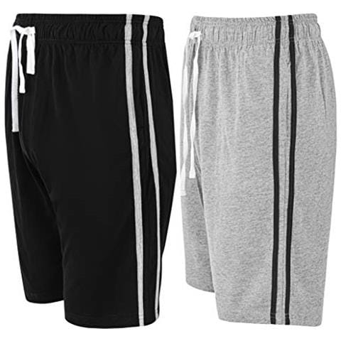 Lounge Wear Uomo 2 Pack Pantaloncini Da Notte Di Cotone Super Soft Comodi Pigiama Bottoms M Nero Grigio - Foto 1