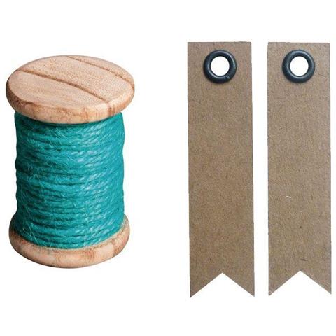 Spago 5 M - Turchese + 20 Etichette Kraft Con Gagliardetto - Foto 1