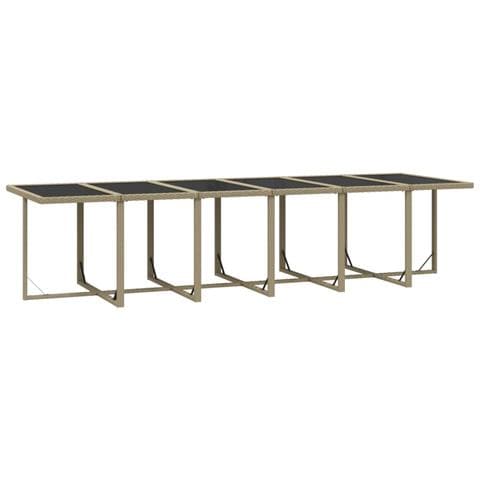 Set Da Pranzo Per Giardino 17pz Con Cuscini In Polyrattan Beige - Foto 2