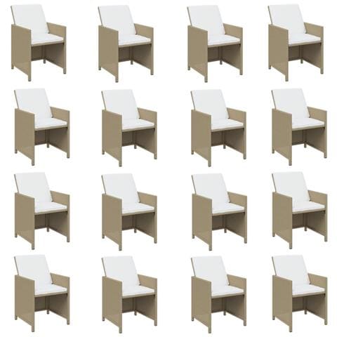 Set Da Pranzo Per Giardino 17pz Con Cuscini In Polyrattan Beige - Foto 9