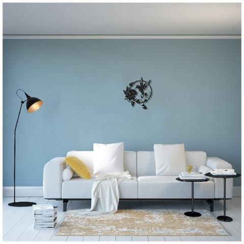 Decorazione In Metallo Uccello - Wall Art Muro - Animali - Per Soggiorno, Camera - Nero In Metallo, 50 X 0,16 X 45 Cm - Foto 3