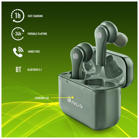 ARTICA BLOOM Auricolari Bluetooth True Wireless Intrauricolari 24h Autonomia Verde - Foto 5