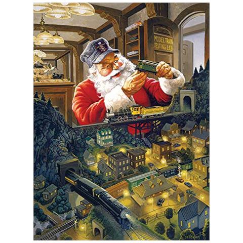 Puzzle Da 500 Pezzi Di Cobble Hill - La Ferrovia Di Babbo Natale - Poster Campione Incluso - Foto 1