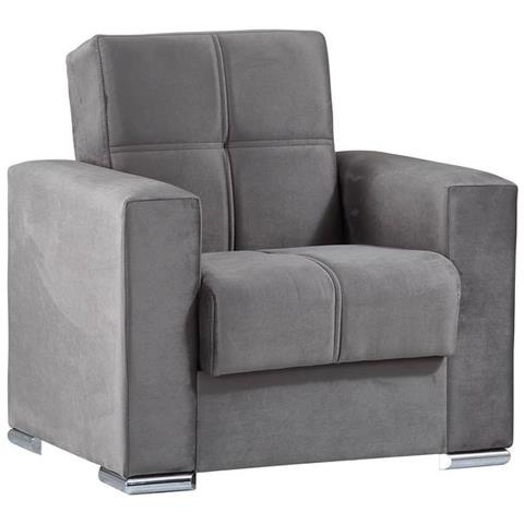 Divano Letto Jose, Poltrona Contenitore Da Salotto Trasformabile In Letto, Poltroncina Relax In Tessuto Imbottito Con Apertura Click-clack, 94x85h91 Cm, Grigio - Foto 1