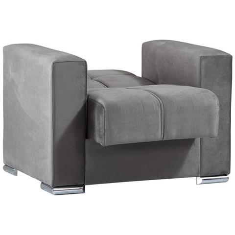 Divano Letto Jose, Poltrona Contenitore Da Salotto Trasformabile In Letto, Poltroncina Relax In Tessuto Imbottito Con Apertura Click-clack, 94x85h91 Cm, Grigio - Foto 4