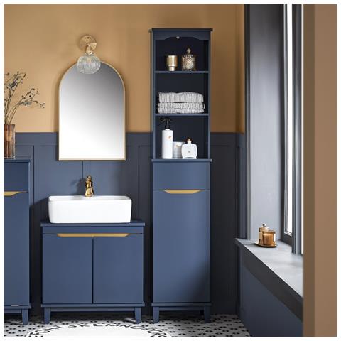 Mobile Alto Da Bagno Mobile Colonna Bagno Salvaspazio Armadio Da Terra Colore Blu 35x30x170 Cm Bzr112-b - Foto 5