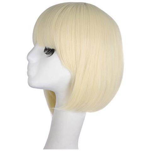 Parrucca Bob Con Frangia Piatta Corta Da Donna Alla Moda Da 12 Pollici E 30 Cm (biondo Chiaro) - Foto 3