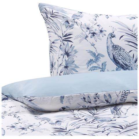 Set Copripiumino In Cotone Satinato 155 X 220 Cm Bianco E Blu Ballard - Foto 1