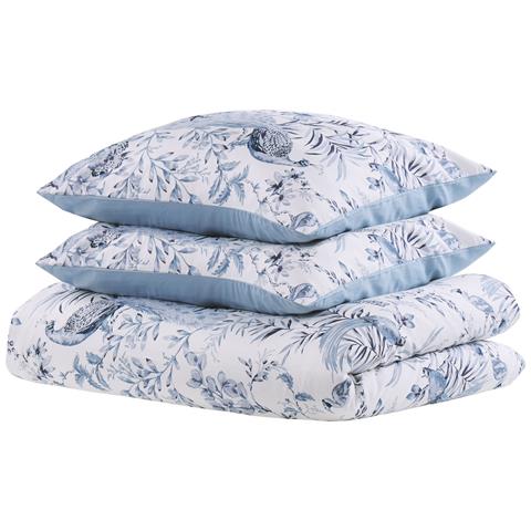 Set Copripiumino In Cotone Satinato 155 X 220 Cm Bianco E Blu Ballard - Foto 12