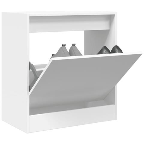 Scarpiera Bianca 60x34x63,5 Cm In Legno Multistrato - Foto 1