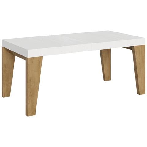 Tavolo Allungabile 90x180/284 Cm Naxy Mix Piano Bianco Frassino - Gambe Noce - Bianco Frassino /quercia Natura - Foto 5