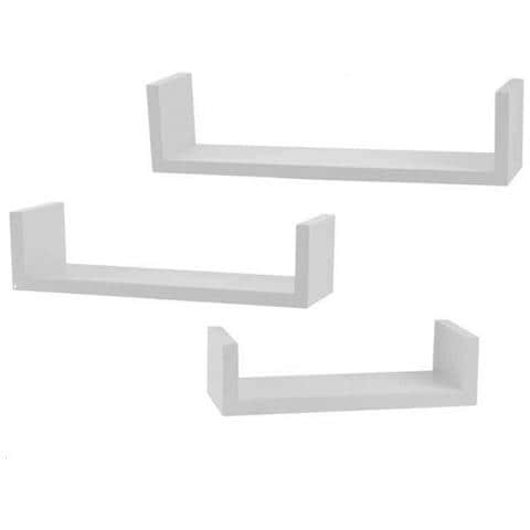 Trade Shop - Set 3 Mensole Parete In Legno Color Bianco Moderne Design Bordi Scaffale 621710 - Foto 1