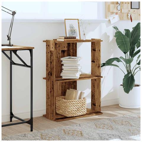 Libreria A 3 Ripiani Legno Antico 60x30x80 Cm Legno Multistrato - Foto 3