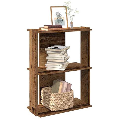 Libreria A 3 Ripiani Legno Antico 60x30x80 Cm Legno Multistrato - Foto 1