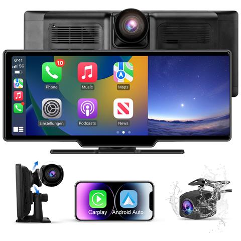 Carplay Auto, 10,26 Pollici Con Wireless Carplay E Android Auto, Telecamera Posteriore 1080p Bt Usb Aux Siri Comando Vocale - Foto 1