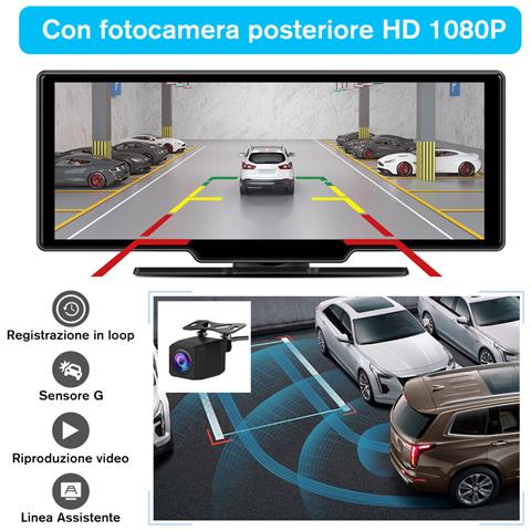 Carplay Auto, 10,26 Pollici Con Wireless Carplay E Android Auto, Telecamera Posteriore 1080p Bt Usb Aux Siri Comando Vocale - Foto 7
