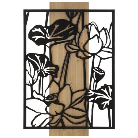 Decorazione In Metallo E Legno Fiori 55 - Marrone - Metallo - 60x2x90 Cm - Foto 1