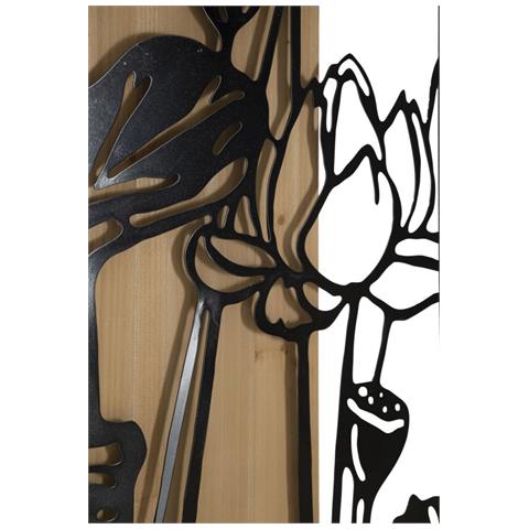 Decorazione In Metallo E Legno Fiori 55 - Marrone - Metallo - 60x2x90 Cm - Foto 2