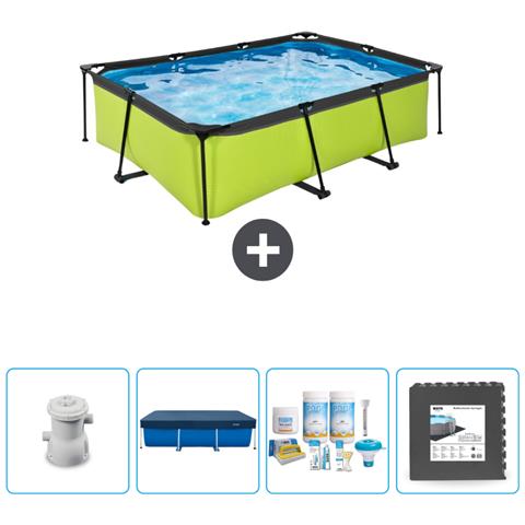 Piscina Fuori Terra - Rettangolo - 220x150x65 Cm - Groen - Include Accessori Coordinati Cb3 - Foto 1