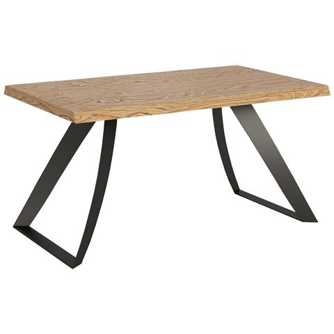 Tavolo Fisso 90x160 Cm Tabira Scortecciato Rovere Gambe Antracite - Foto 1