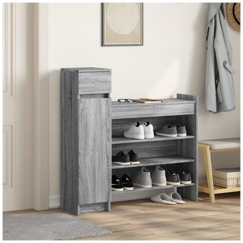 Lusso Casadino -  Scarpiera Grigio Sonoma 100,5x28x100 Cm In Legno Multistrato - Foto 2