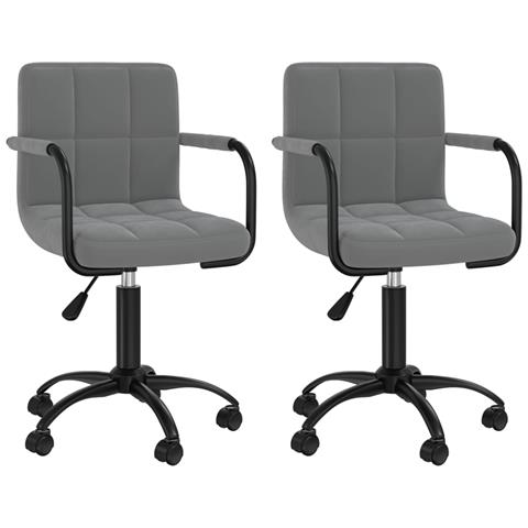 Sedie Da Pranzo Girevoli 2 Pz Grigio Scuro In Velluto - Foto 1