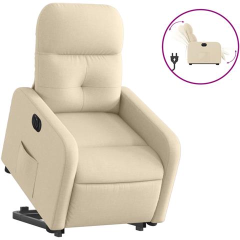 Poltrona Alzapersona Reclinabile Elettrica Crema In Tessuto - Foto 1