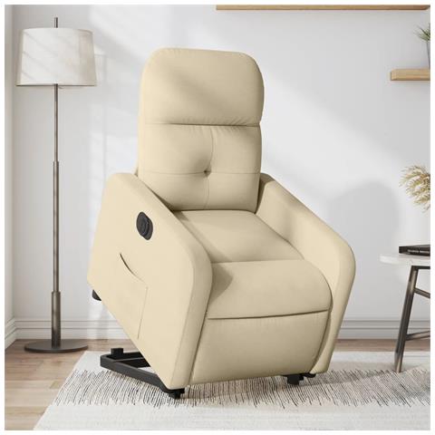 Poltrona Alzapersona Reclinabile Elettrica Crema In Tessuto - Foto 8