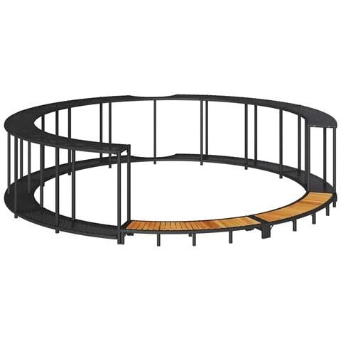 Bordo per Vasca da Spa con Portaoggetti&Gradino Polyrattan Nero - Foto 1