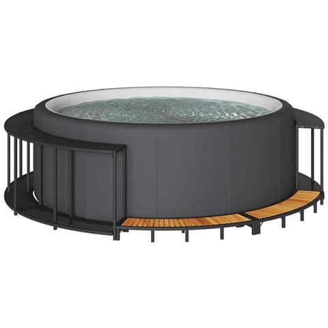 Bordo per Vasca da Spa con Portaoggetti&Gradino Polyrattan Nero - Foto 2