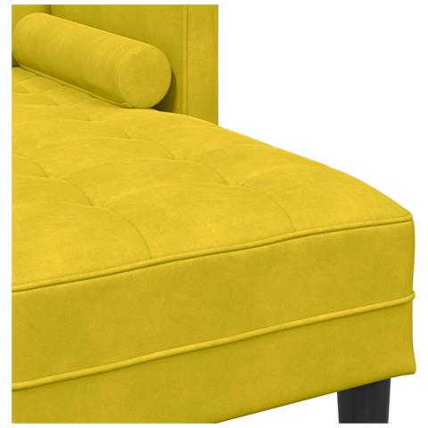 Divano Giardino con Panchina e Cuscini a Forma di L in Velluto Giallo, Divano a Forma di L Giallo 173x131x67 cm in Velluto, Panchina Gialla 113x57x39 cm in Velluto - Foto 9