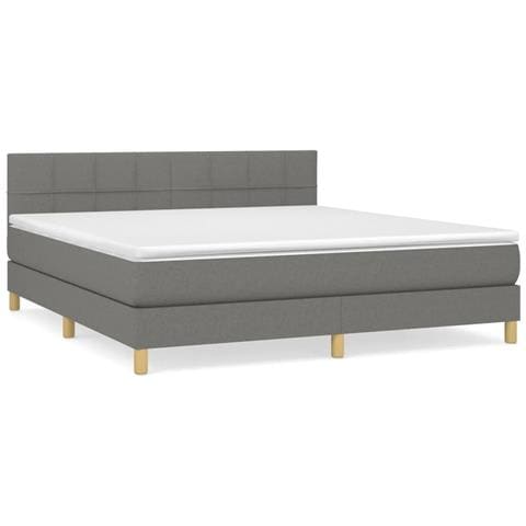 Giroletto a Molle con Materasso Grigio Scuro 160x200 cm Tessuto - Foto 1
