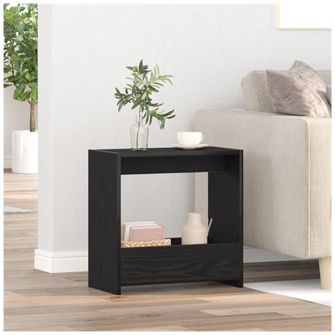 Tavolino Nero Faggio 50x26x50 cm Legno Ingegnerizzato - Foto 2