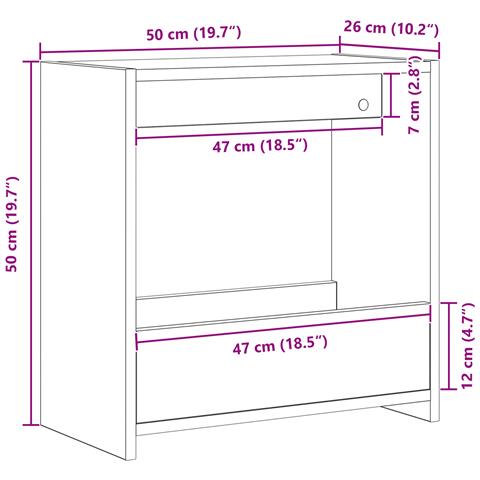Tavolino Nero Faggio 50x26x50 cm Legno Ingegnerizzato - Foto 9