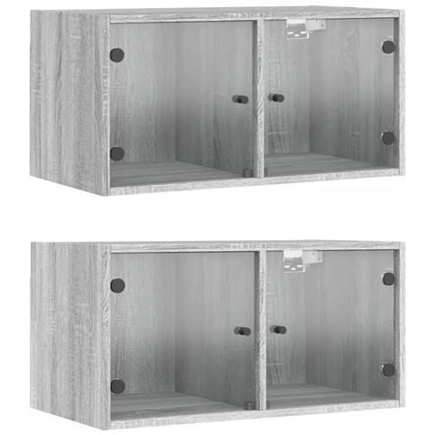 Mobili a Muro con Ante in Vetro 2pz Grigio Sonoma 68,5x37x35 cm - Foto 1