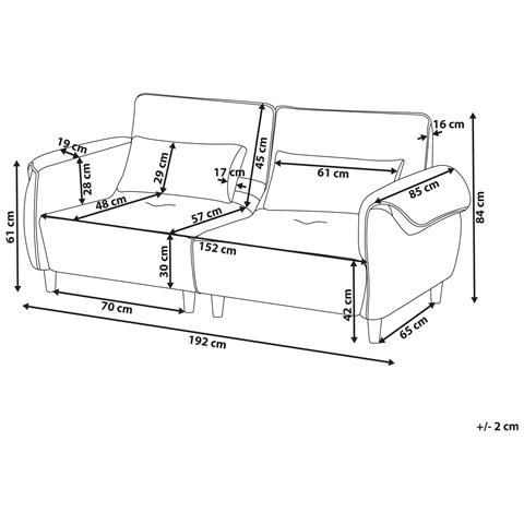 Divano 3 Posti Wetlan Tessuto Marrone Chiaro - Foto 8