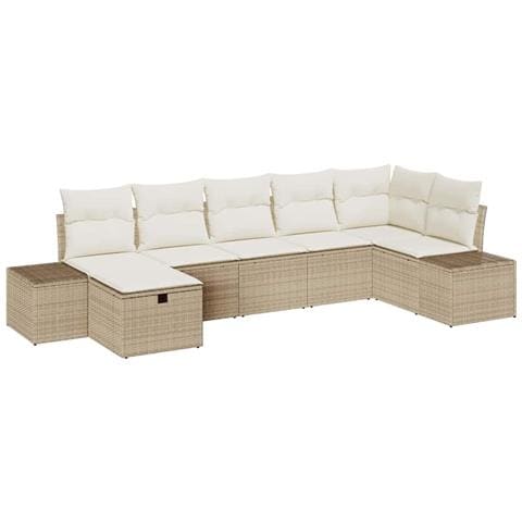 Set Divano da Giardino 7 pcs Beige 55 x 62 x 69 cm Poly Rattan - Foto 1
