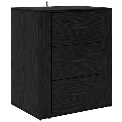 Armadio da Notte Rovere nero 50 x 36 x 60 cm Legno multistrato - Foto 1